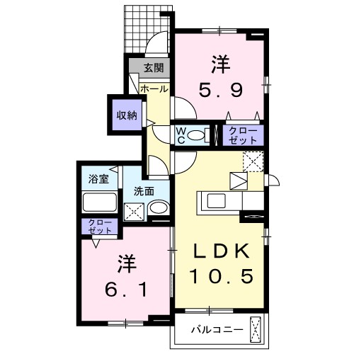 松本市大字島内のアパートの間取り