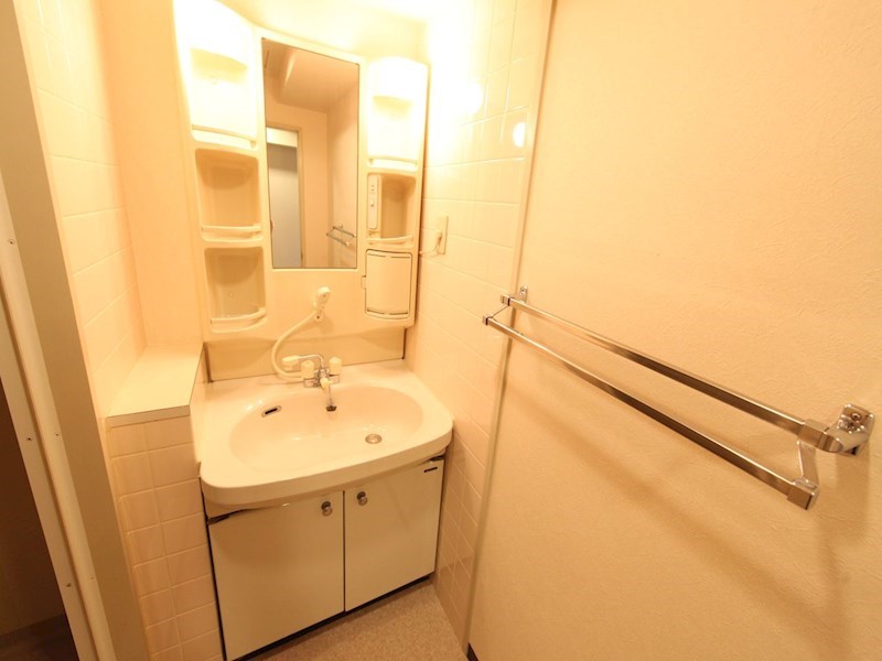 洗面設備　脱衣所　独立洗面台（シャンプードレッサー付）収納スペース有