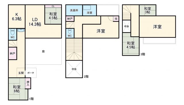 蒲郡市大塚町貸家の間取り写真
