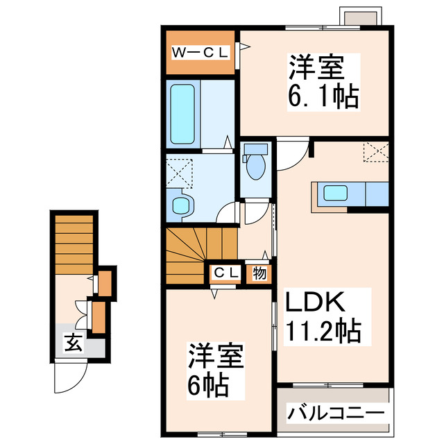 熊本市西区松尾のアパートの間取り