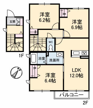 プロヌーブ平井　B棟の間取り