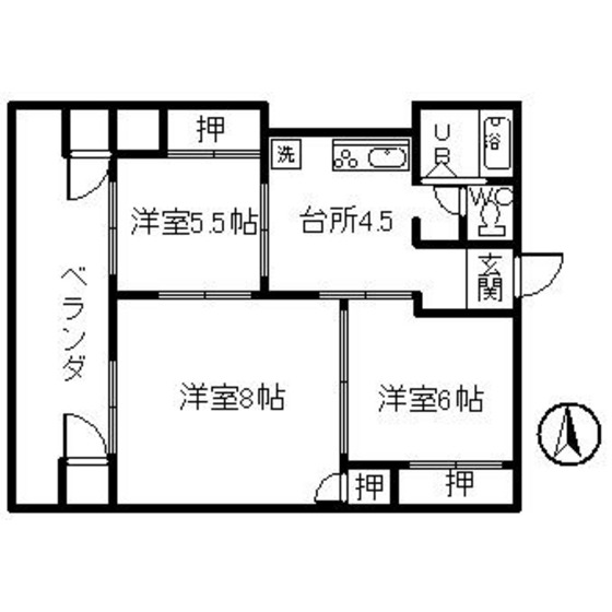 郡山市図景のマンションの間取り