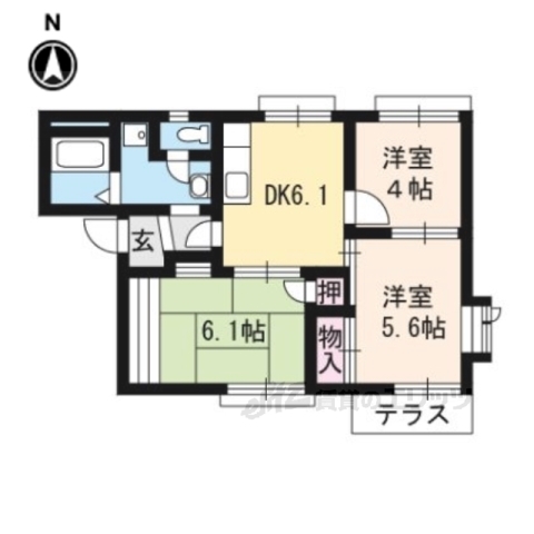 京都市山科区東野舞台町のアパートの間取り