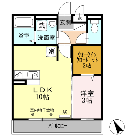 姫路市東山のアパートの間取り