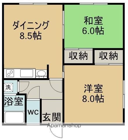 網走市北十一条東のアパートの間取り