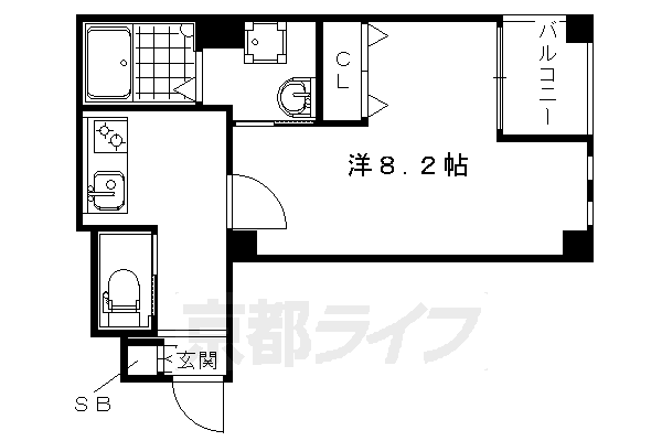 京都市右京区西院春日町のマンションの間取り