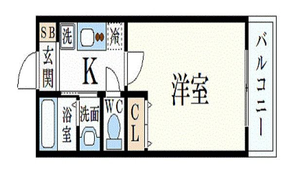 神戸市中央区磯上通のマンションの間取り