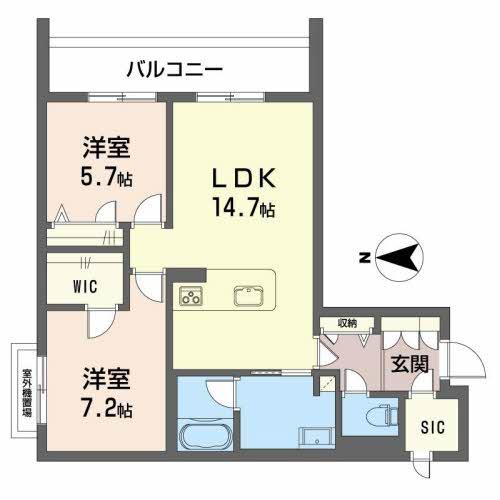 橿原市新賀町のマンションの間取り