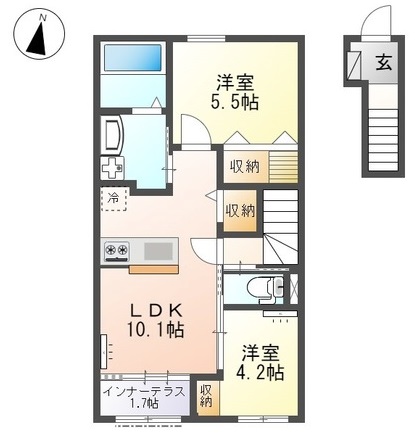 姫路市網干区垣内東町のアパートの間取り