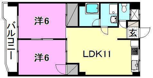 松山市内宮町のマンションの間取り