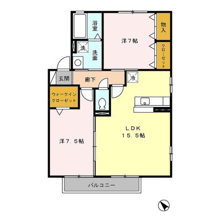 名古屋市守山区川北町のアパートの間取り