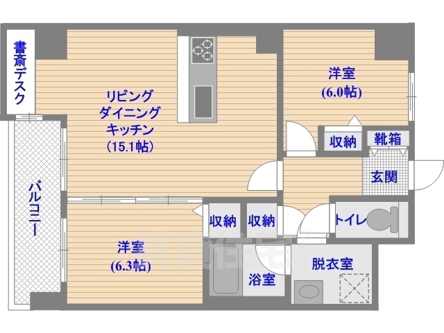 福岡市早良区西新のマンションの間取り