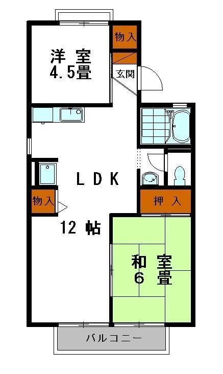 【姫路市飾磨区清水のアパートの間取り】