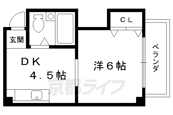 京都市下京区平居町のマンションの間取り