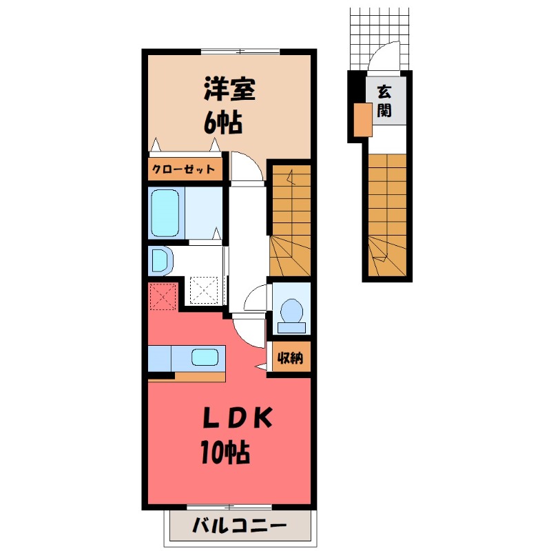 真岡市並木町のアパートの間取り