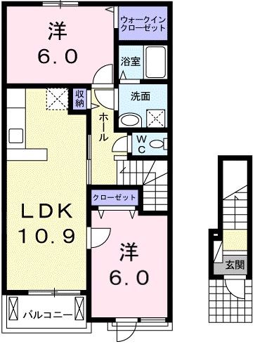 近江八幡市中村町のアパートの間取り