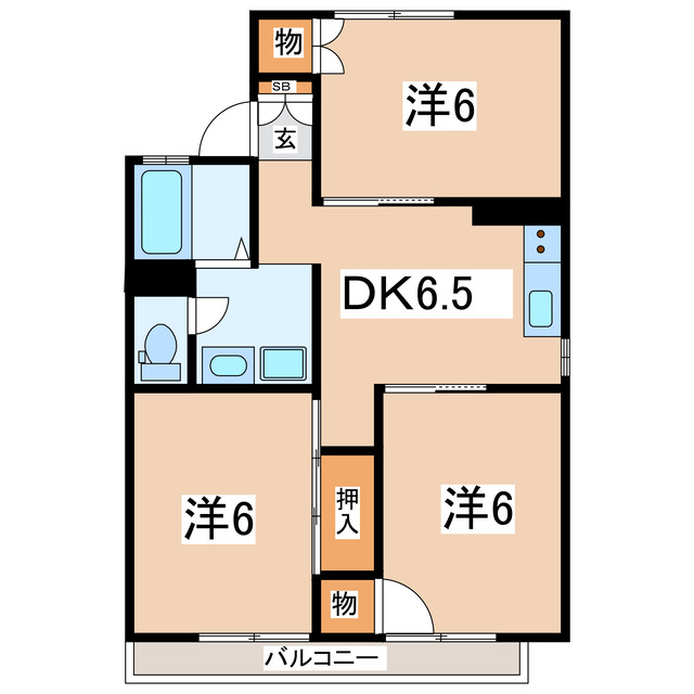 郡山市香久池のアパートの間取り