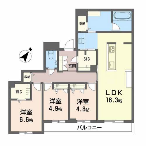 広島市西区高須のマンションの間取り