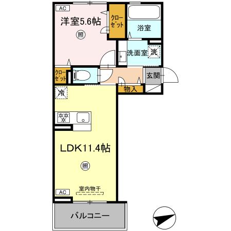 熊本市中央区黒髪のアパートの間取り