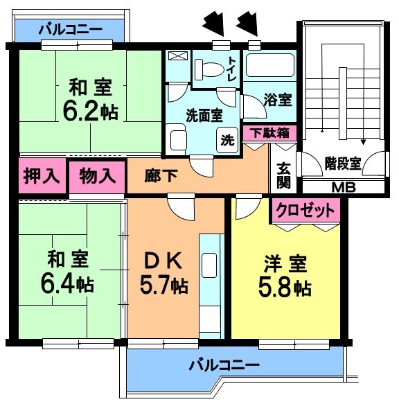 堀込第４住宅２号棟２号棟の間取り