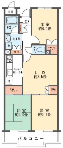 川崎市幸区南加瀬のマンションの間取り