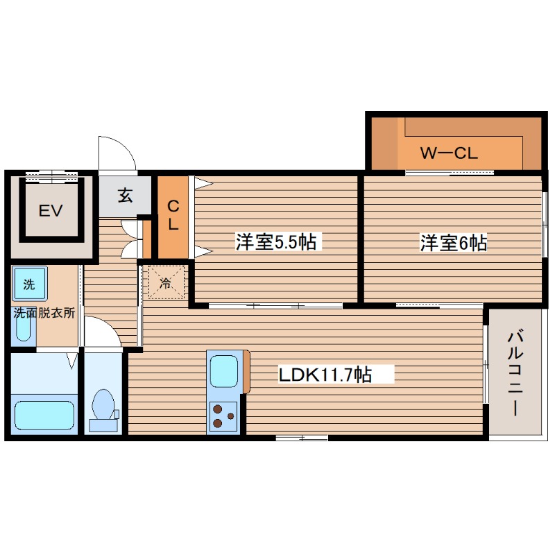 広島市中区舟入川口町のマンションの間取り