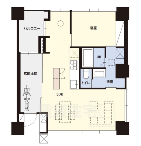 京都市下京区西七条北衣田町のマンションの間取り