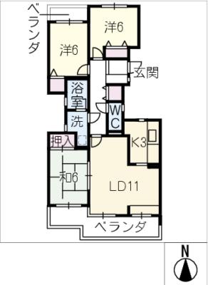 ダイアパレス藤ヶ丘　２０２号室の間取り