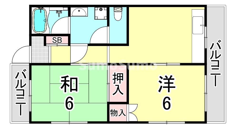 神戸市長田区房王寺町のアパートの間取り