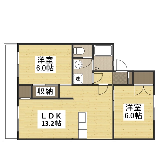 岡山市南区福浜町のアパートの間取り