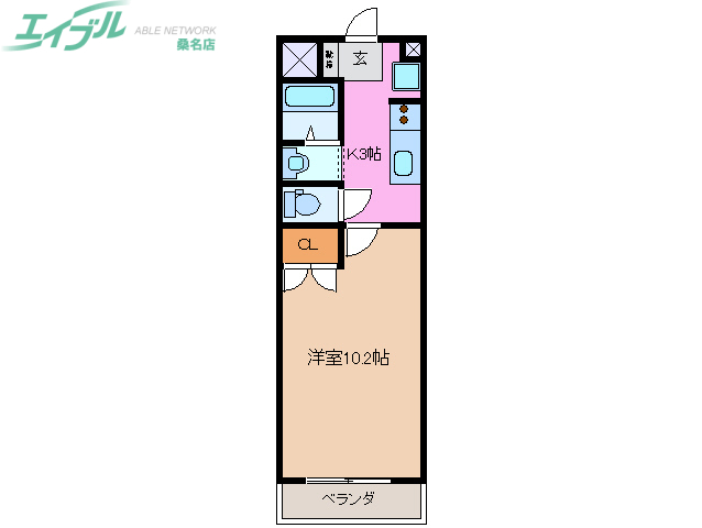 桑名市陽だまりの丘のアパートの間取り