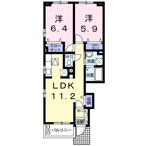 埼玉県行田市大字若小玉（アパート）の賃貸物件の間取り