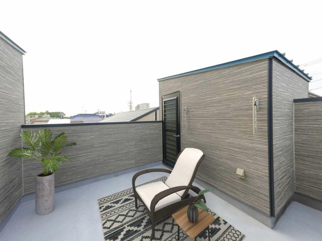 バルコニー　隣から見えないルーフバルコニー、電源付で活用自由
