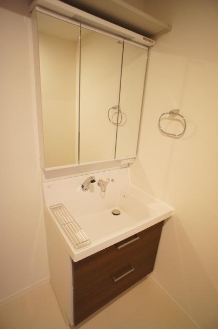 洗面設備　洗面台はシャンプードレッサータイプで髪も洗えます