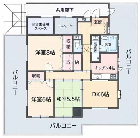 阪神本線 石屋川駅 徒歩8分 5階建 築29年の間取り写真