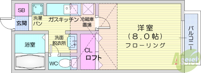 多賀城市山王のアパートの間取り