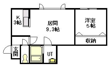 旭川市秋月二条のアパートの間取り