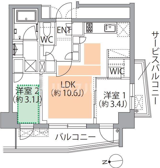 【板橋区坂下のマンションの間取り】