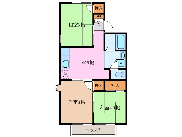 津市久居東鷹跡町のアパートの間取り