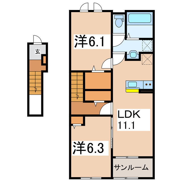 大沼郡会津美里町字新町のアパートの間取り