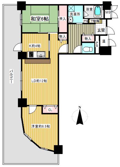 西宮市両度町のマンションの間取り