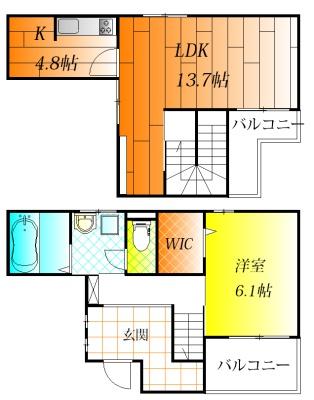 羽曳野市古市のアパートの間取り