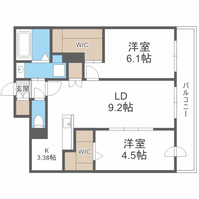 アルファスクエア北12西3の間取り