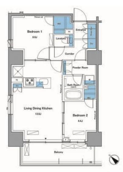 【北区滝野川のマンションの間取り】