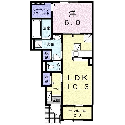 【宇部市大字東岐波のアパートの間取り】