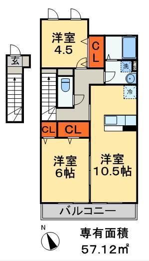 船橋市坪井東のアパートの間取り