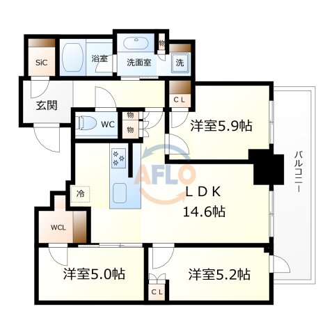 【大阪市西区南堀江のマンションの間取り】