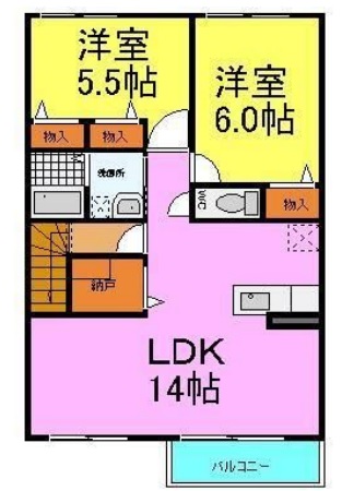 揖保郡太子町馬場のアパートの間取り