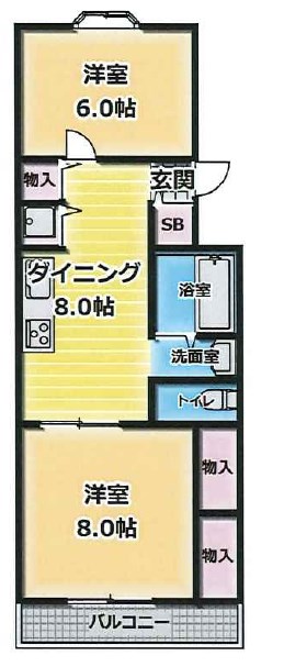 神戸市兵庫区御崎町のマンションの間取り