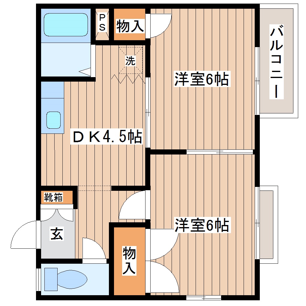 岩沼市土ケ崎のアパートの間取り